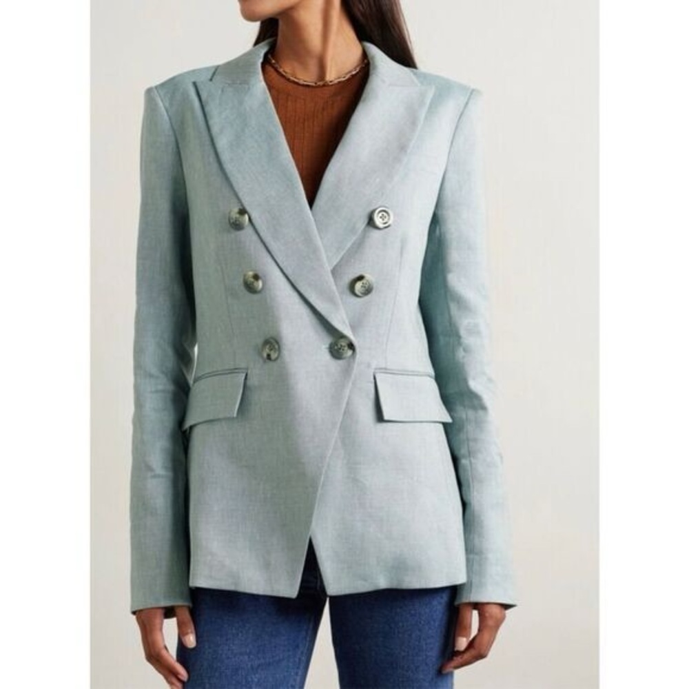 Veronica Beard Seaglass Miller Dickey Jacket Linen‎ oversized fit Sz 0